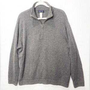 Patagonia Feather Gray Lambswool Blend 1/4 Zip Long Sleeve Sweater Size Large